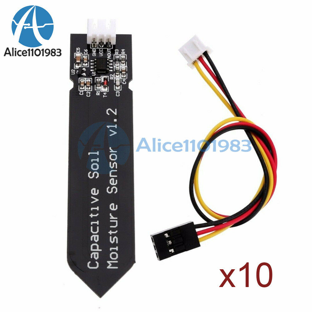10PCS Analog Capacitive Soil Moisture Sensor V1.2 Corrosion Resistant with Cable