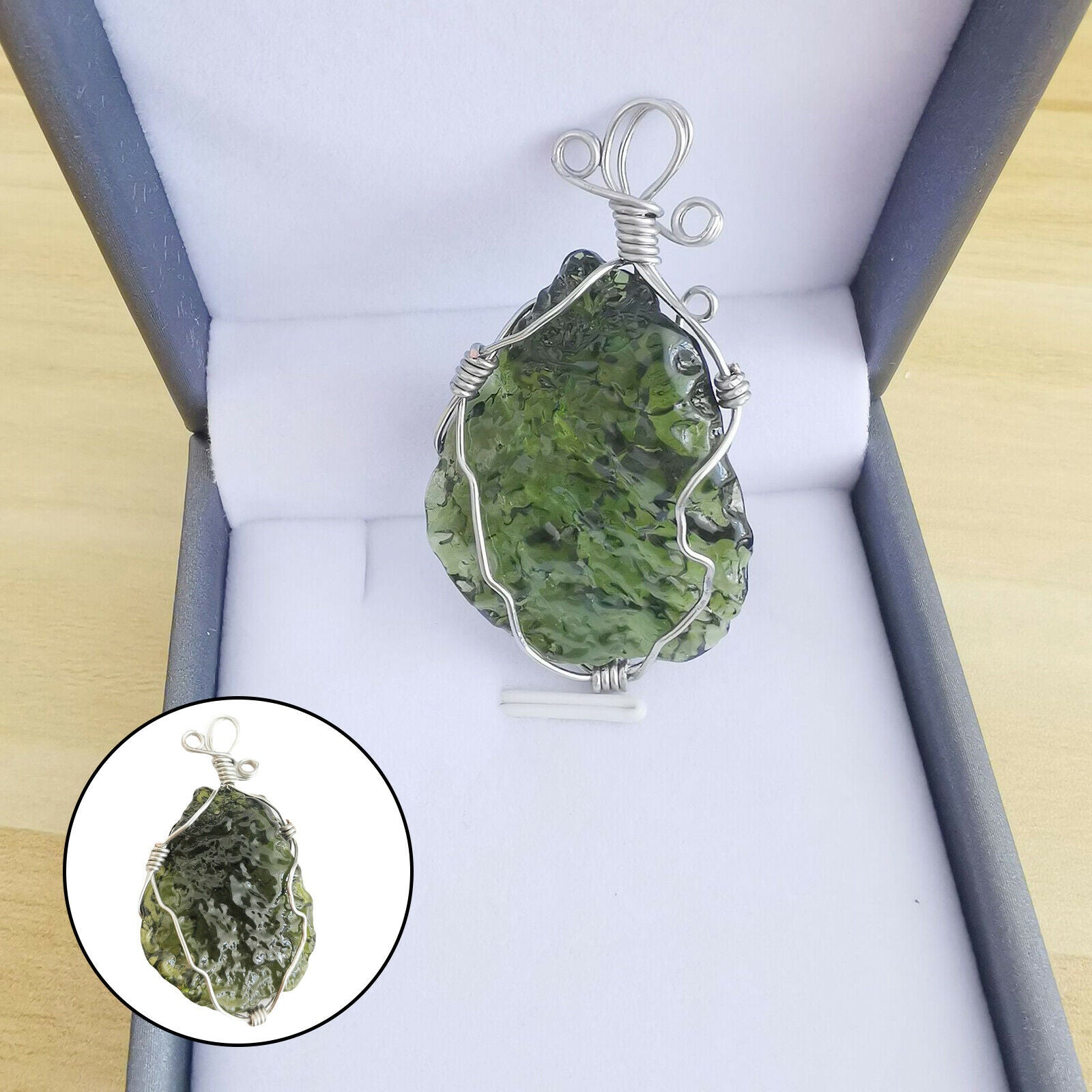 Natural Crystal Green Moldavite Meteorite Necklace Pendant Stone Gifts