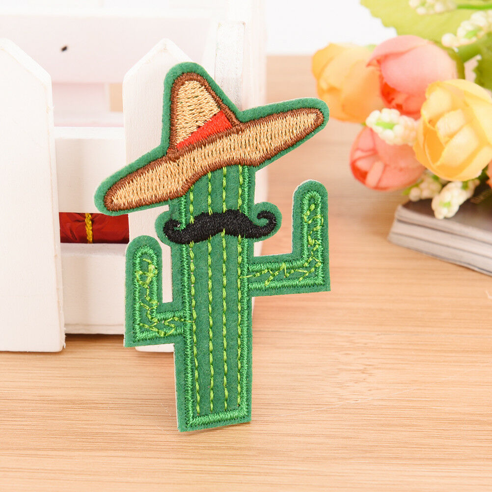 cowboy cactus with hat and beard diy embroidered iron on patche brooch appliq Tt