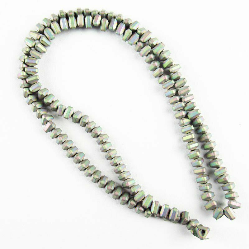 Faceted Rainbow Frosted Hematite Triangle Loose Bead 15.5 inch 16g A-431TS