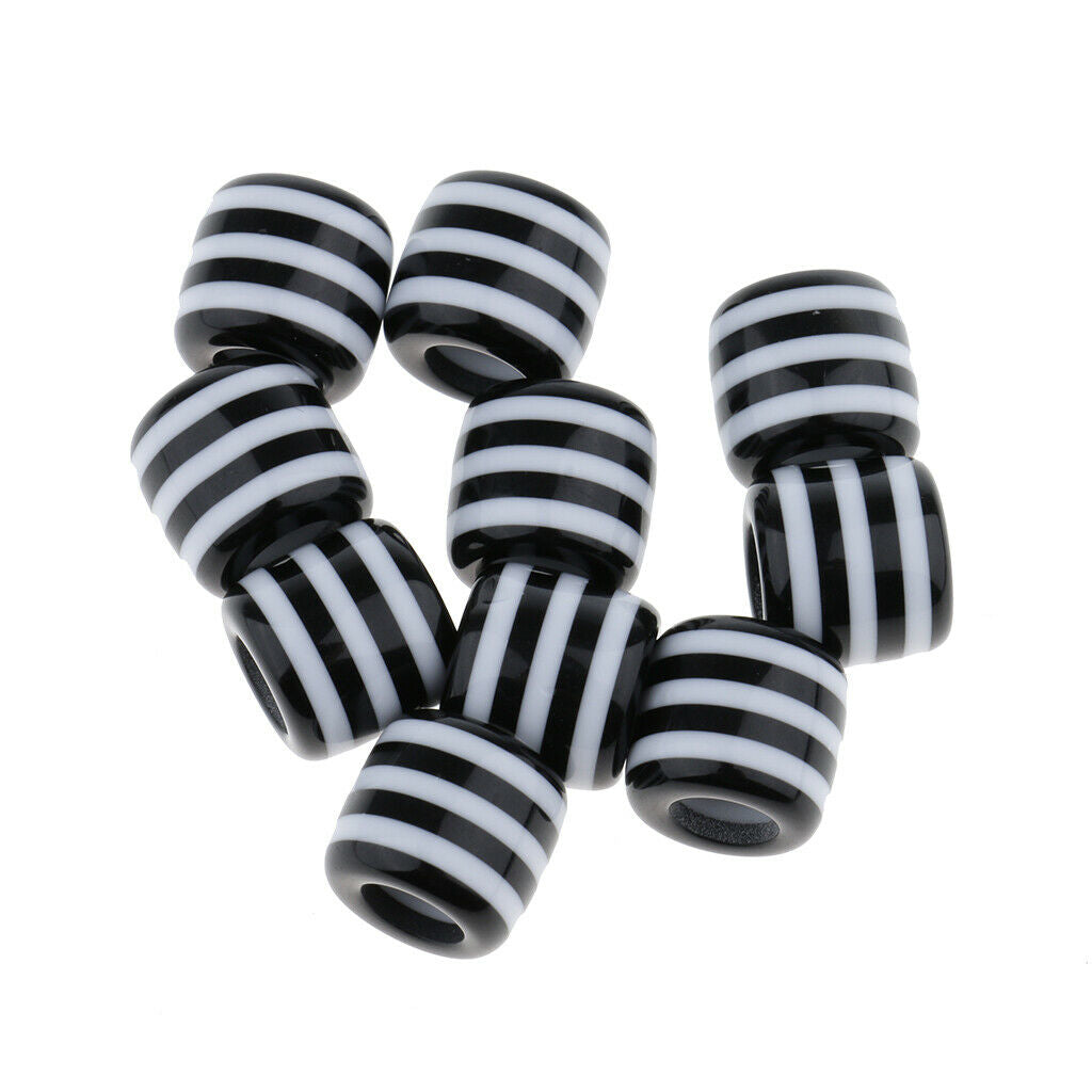 10 Piece Striped Hair Braiding Beads Cuffs Dreadlock Tube Jewelry Decoration
