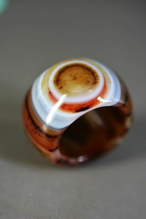 Treasure Tibetan pure Natural Agate Dzi Sky Eyes Ring Z8