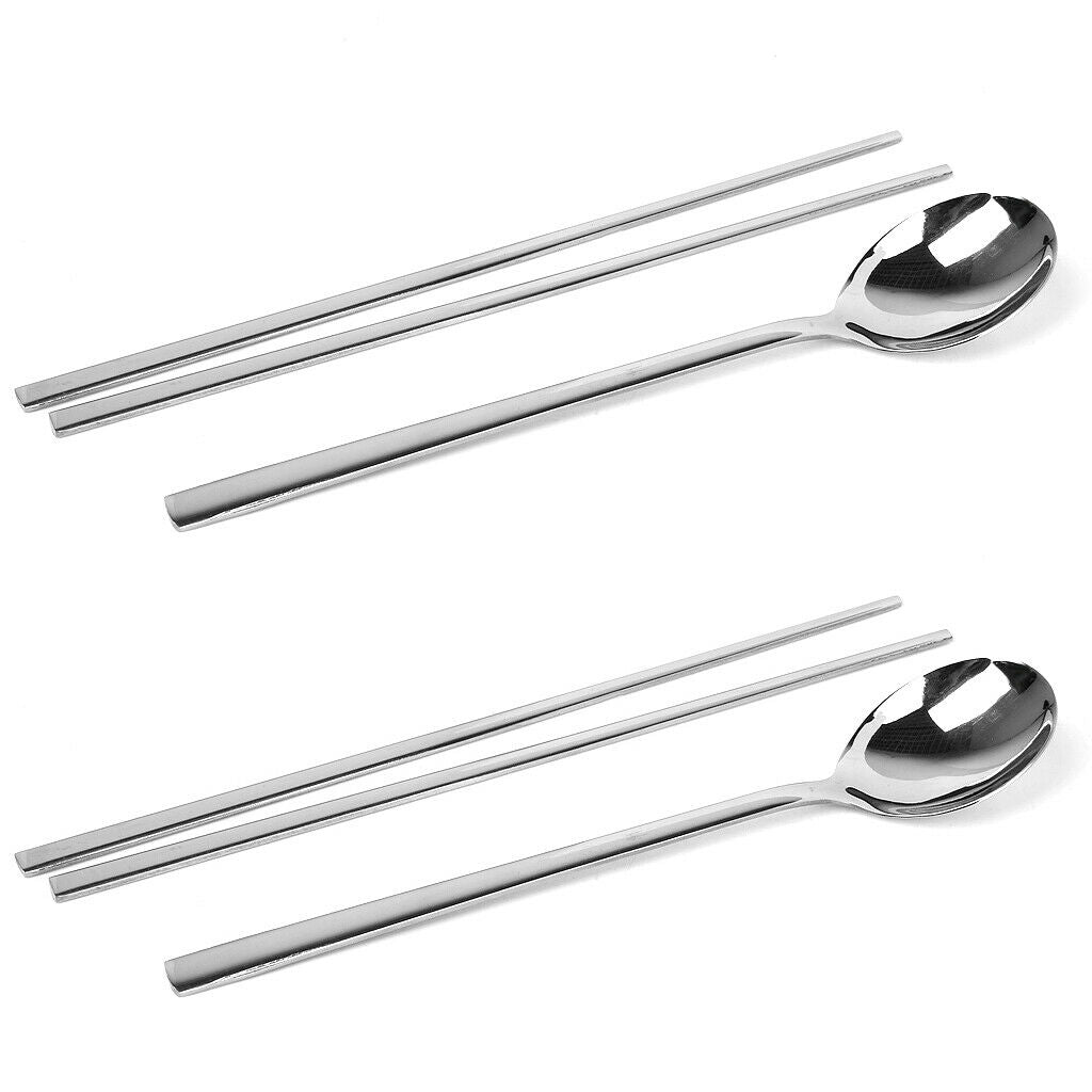 Korean 2 Set Stainless Steel Chopsticks And Table Spoon