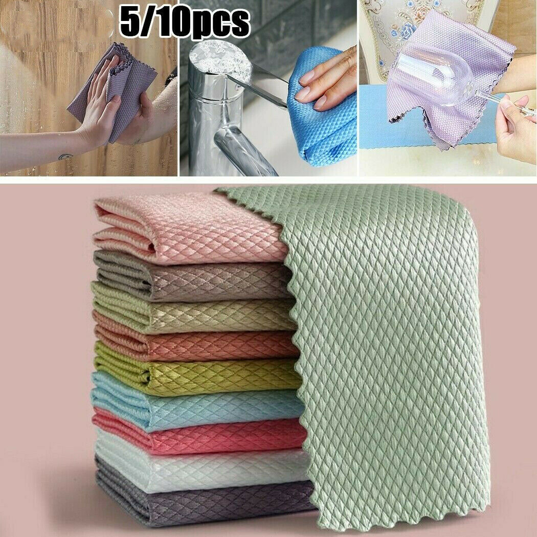 5 PCS NanoScale Streak-Free Miracle Cleaning Cloths Reusable, 30cm x 40cm