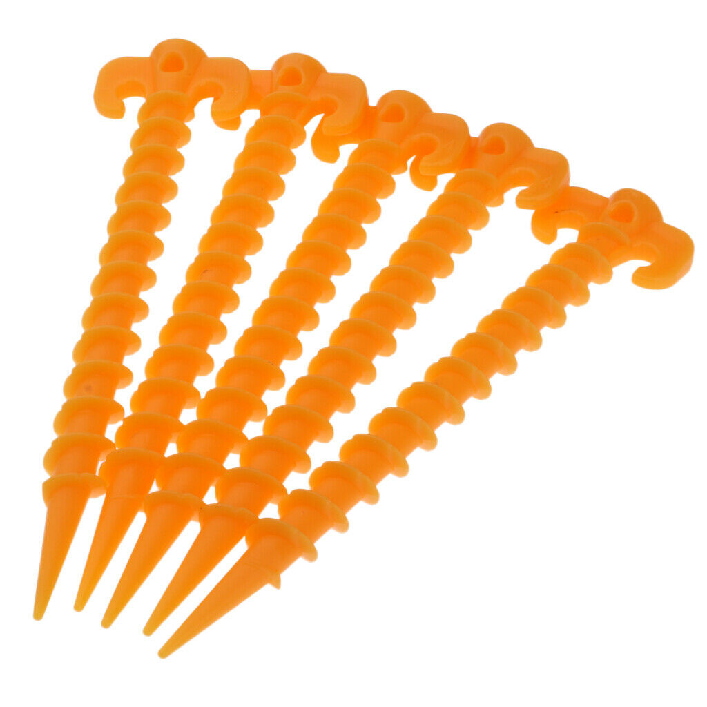 Prettyia 5x Plastics Helix Camping Awning Tent Pegs for Outdoor Sports