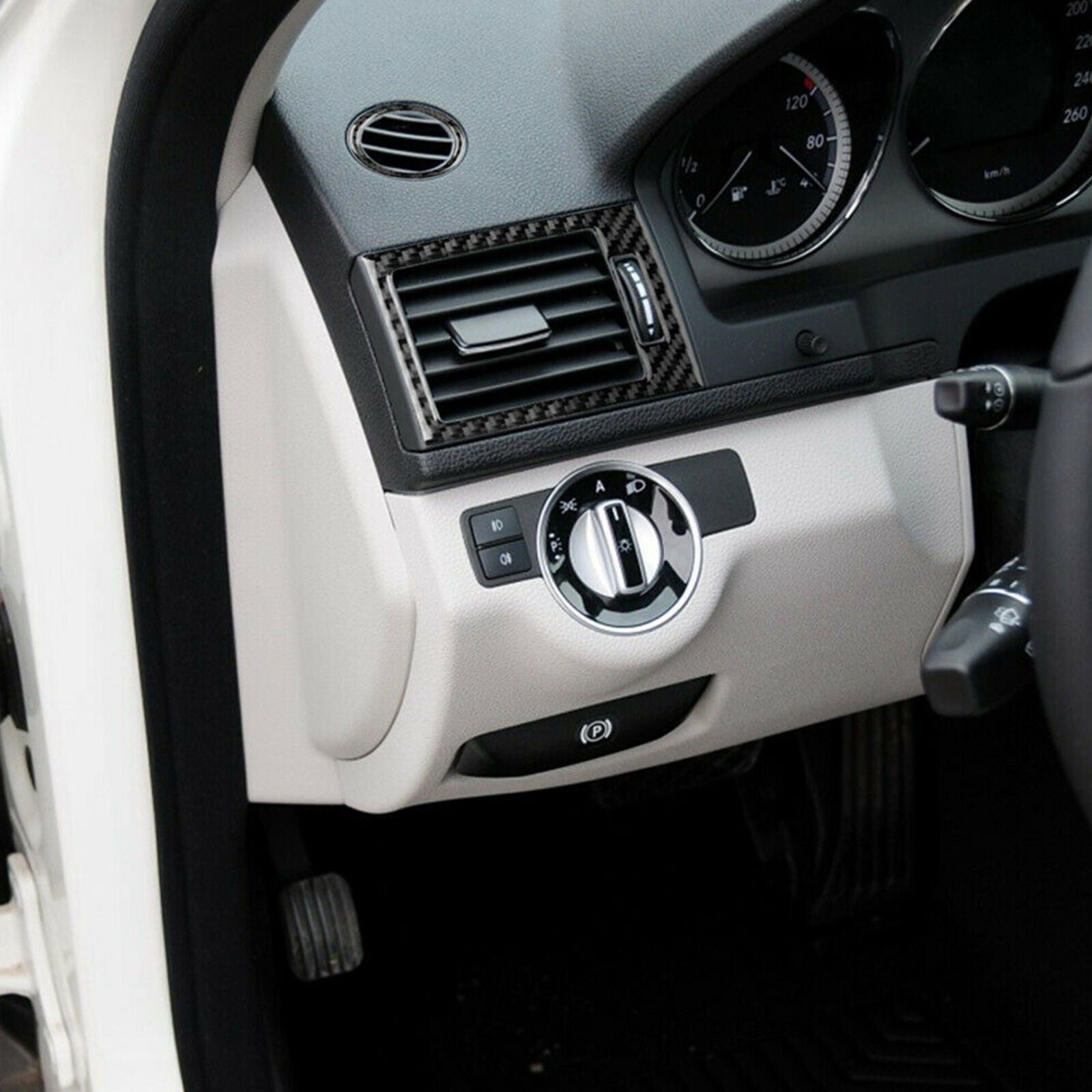 5Pcs Carbon Fiber Air Vent Outlet Cover For Mercedes-Benz C Class W204 2007-2013