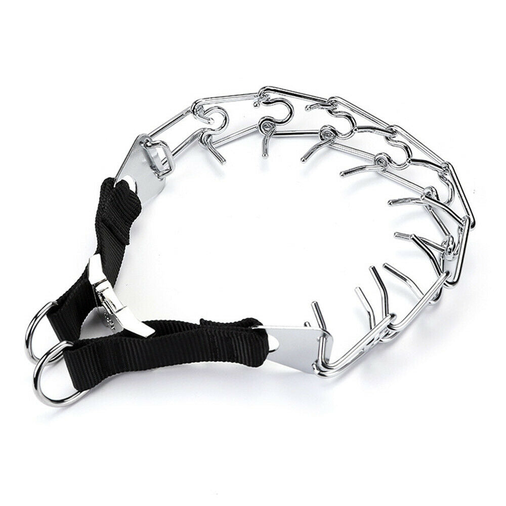 Iron Dog Pinch Prong Chain Collar Double D Type Training Choker Pet Supplies