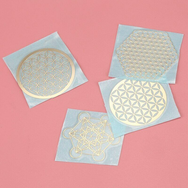 4Pcs / Set Neuf MÃ©tal Ã‰nergie DÃ©cor Autocollant Fleur de Vie L