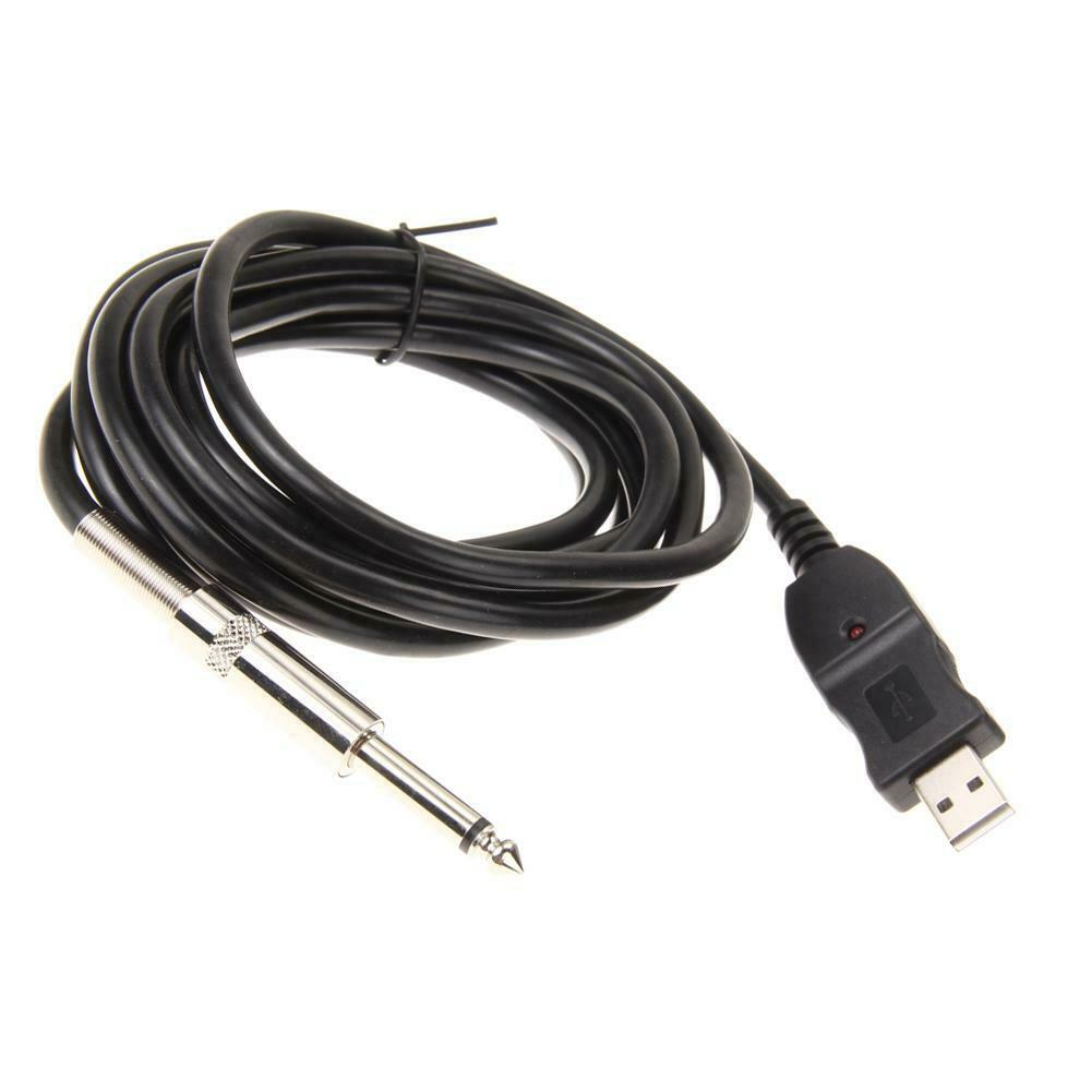 Guitar Bass 1/4'' 6.3mm To USB Link Connection Instrument Cable Adapter @