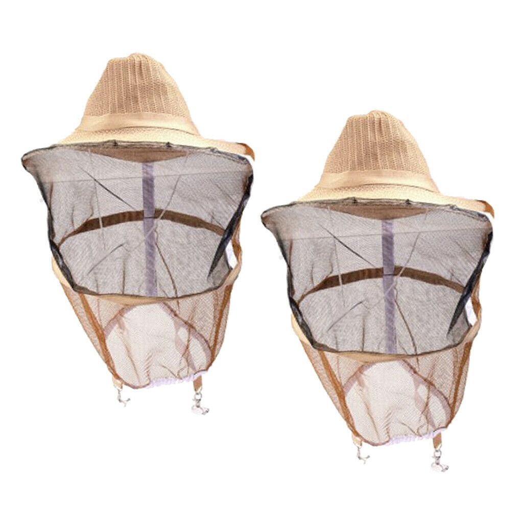 2pcs / Set Cowboy Nylon Beekeeping Veil Breathable Beekeeper Hat For