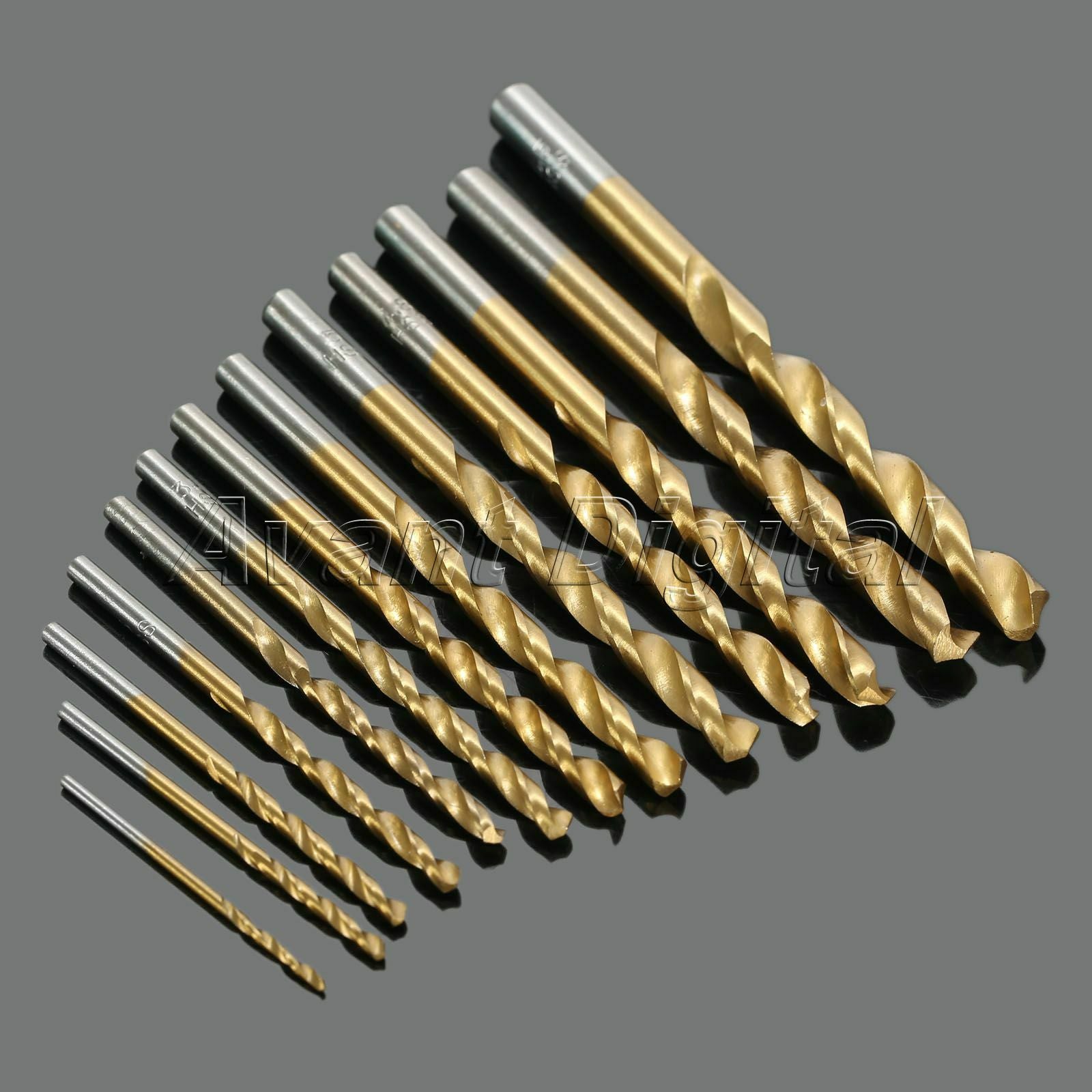 13pcs/Set Metric Titanium Coated 1.5mm-6.5mm HSS Twist Drill Bits Straight Shank