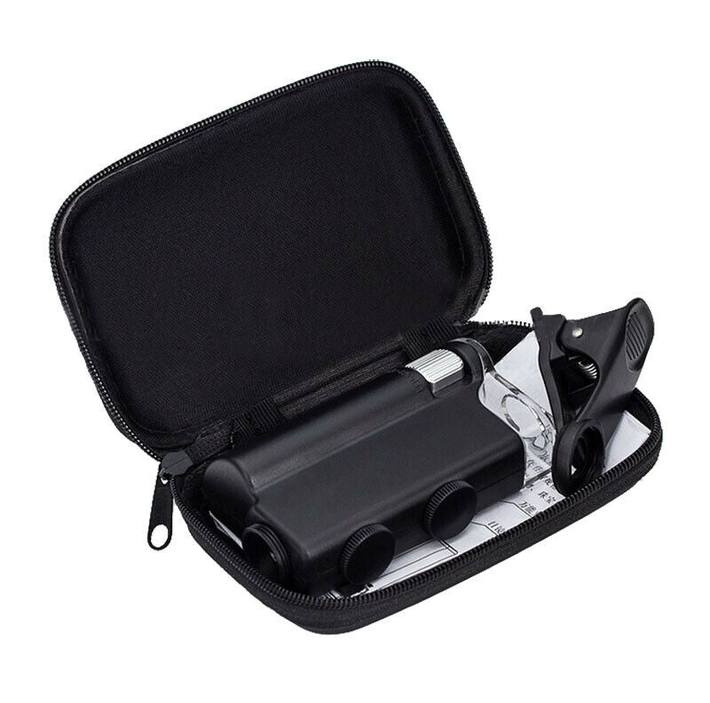 60X-100X UV&LED Lighted Pocket Microscope Magnifier With Clip For Cellphone