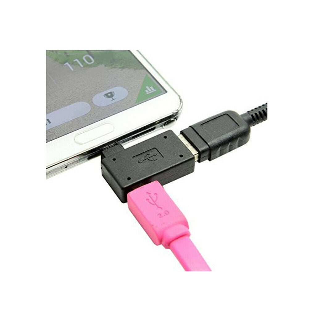2Pcs 90 degree Angle Micro USB 2.0 OTG Host Adapter with USB Power
