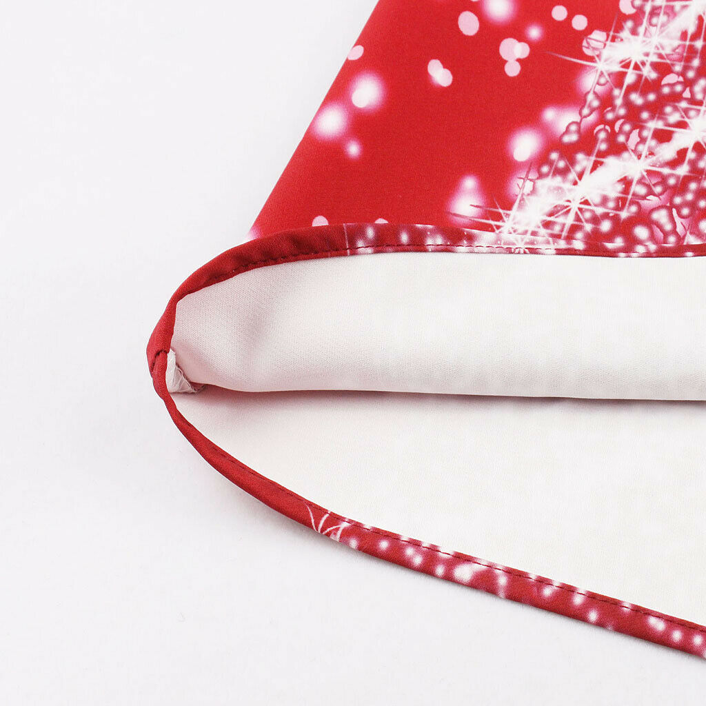 Women Christmas Party Polka Dots Snowflake V-neck Swing Dress M Red