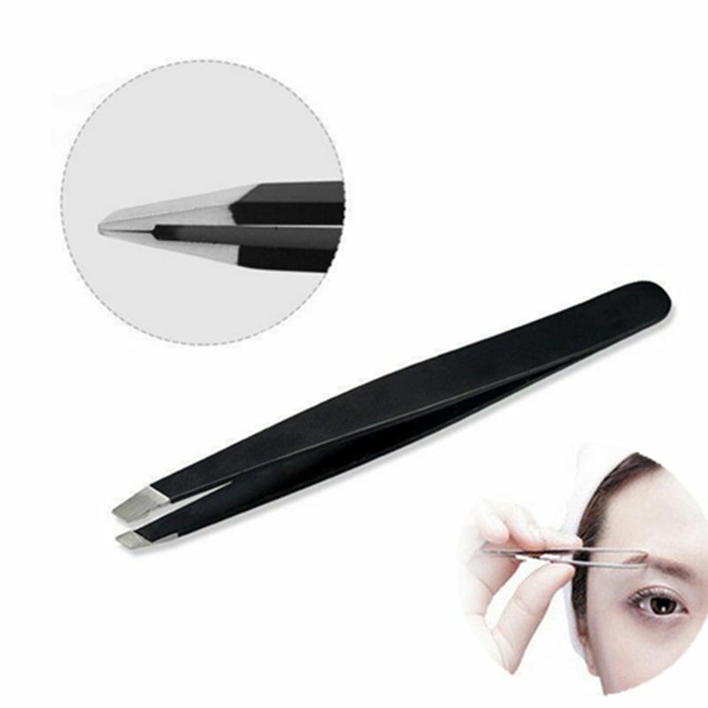 1x Professional Eyebrow Tweezers Hair Beauty Slanted Stainless Steel Tweezer ~