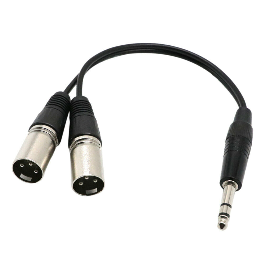2 Pieces 6.35mm Stereo Male to Double XLR Male Audio Splitter Cable for DJ Mixer