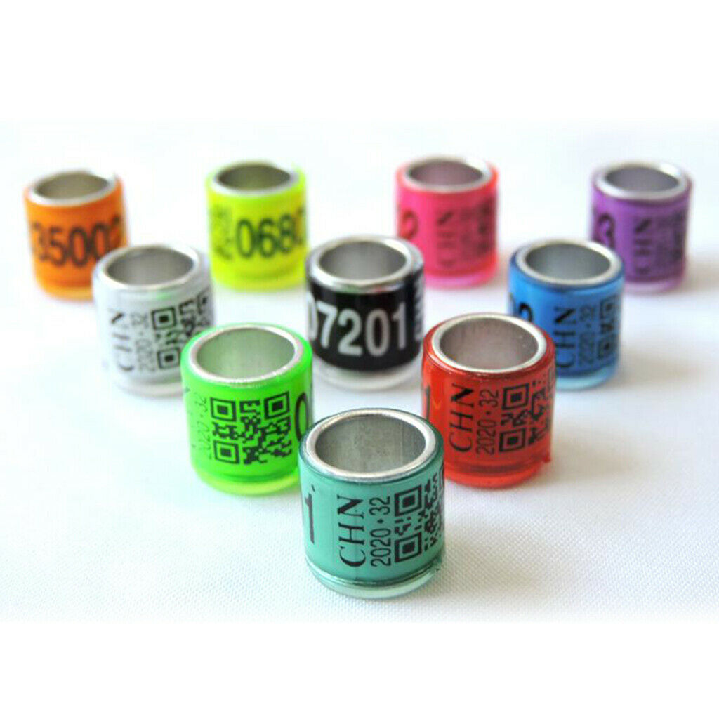100Pcs Aluminium Dove Racing Pigeon Foot Rings 8mm for Poultry Multicolor