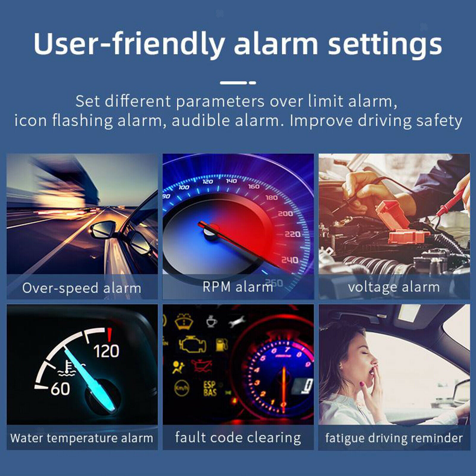 M13 Auto Vehicle HUD Head Up Display OBD2 II EUOBD Overspeed Warning System