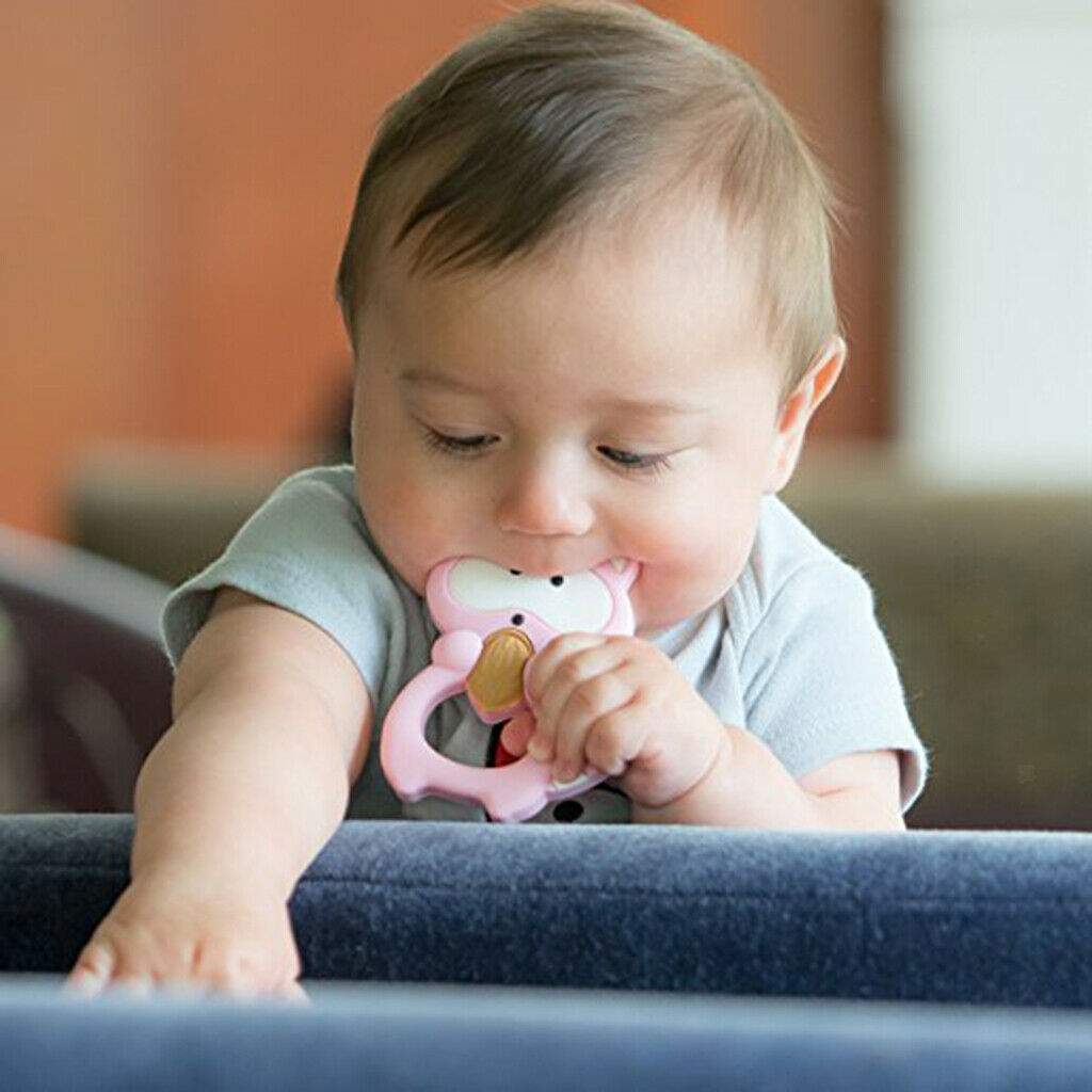 Silicone Teething Teether Necklace Chew Baby BPA Free Jewelry Pink Raccoon