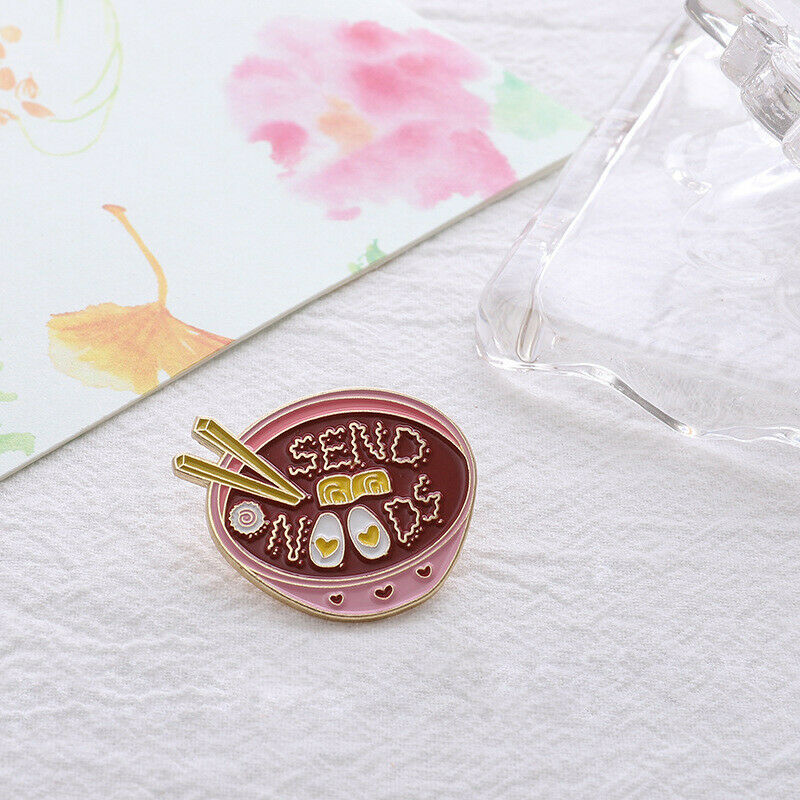 Eggs Ramen Enamel Bowl Noodles Badge Brooches Bag Clothes Lapel pin Badge