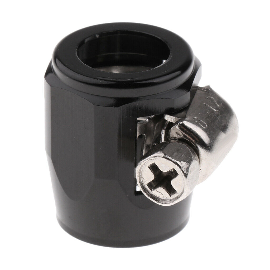 2X AN6 Car Fuel Oil Water Hose Pipe End Finisher Clamp Clip Aluminium Black