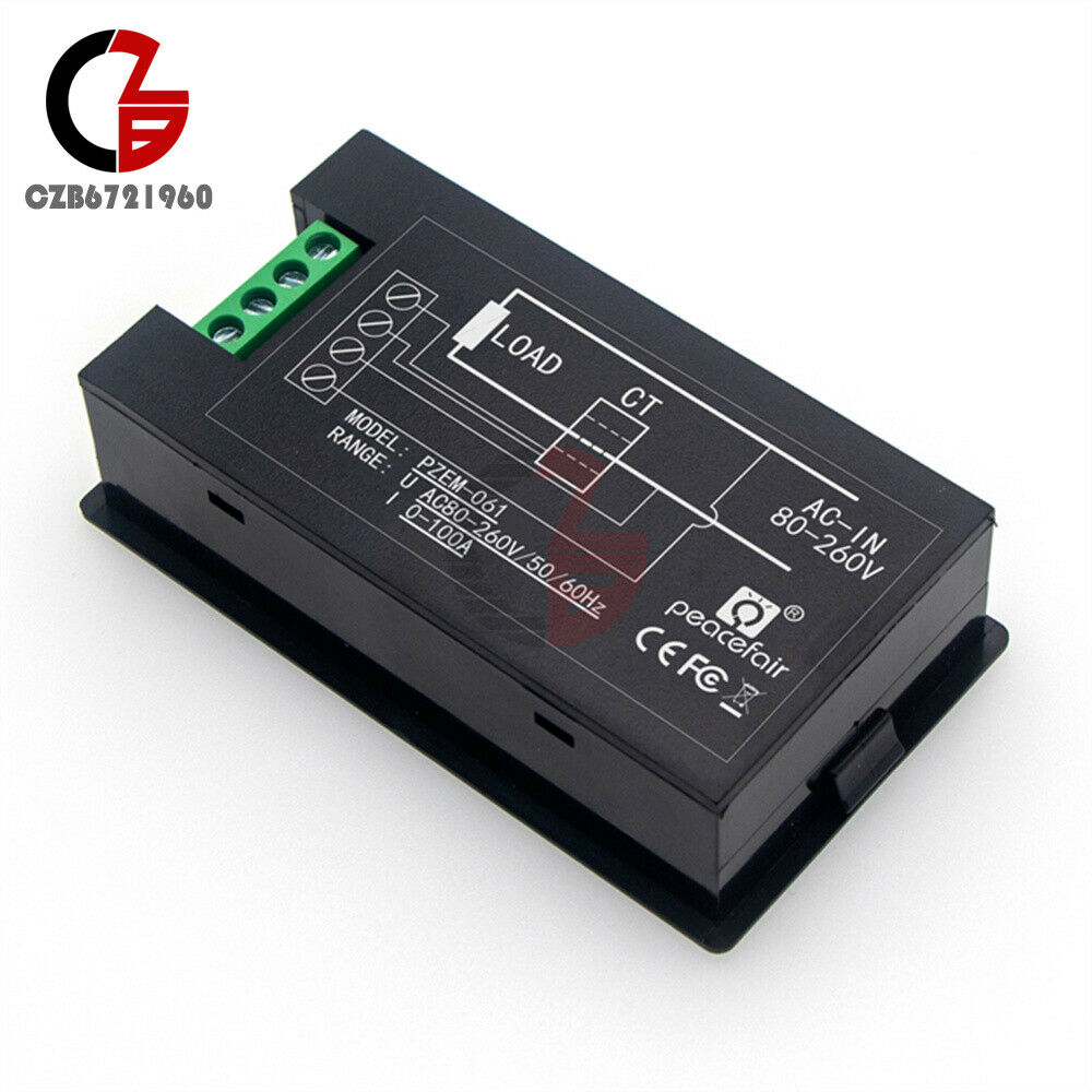 PZEM-061 AC80-260V Power Detector Voltmeter Ammeter Frequency Multimeter