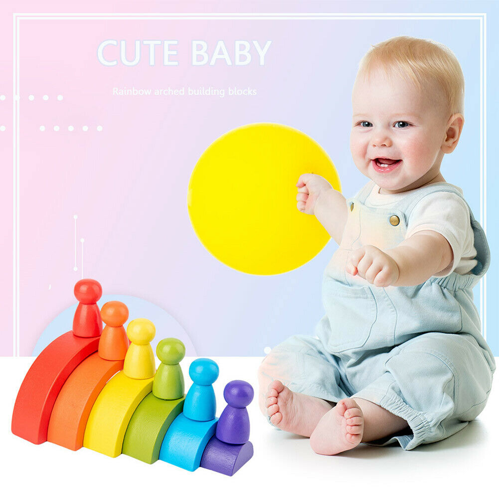 1 Set Rainbow Arch Building Block Toys Puzzle Stacking Brick for Children @