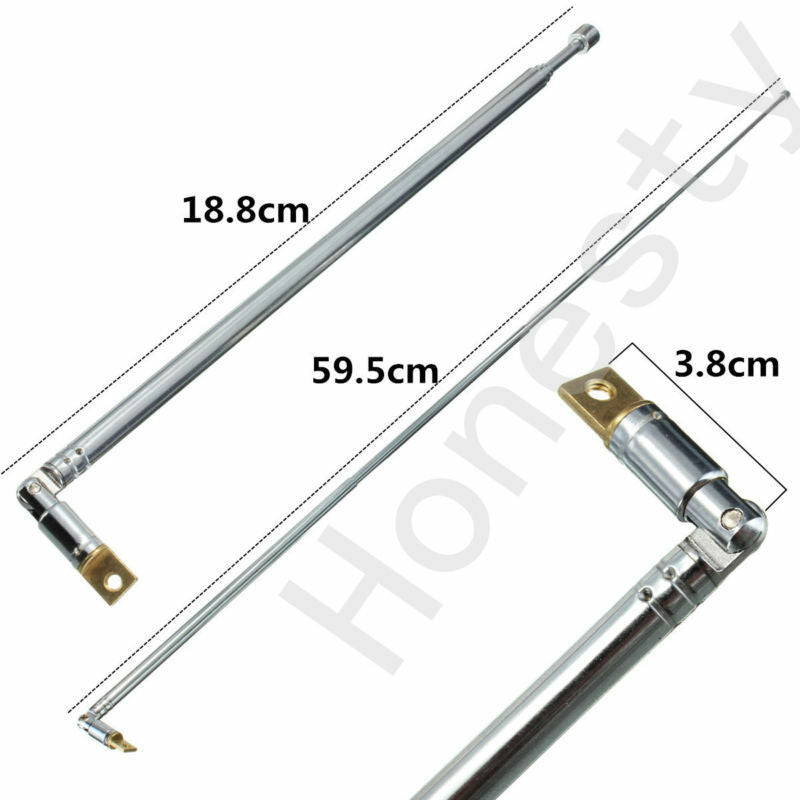 2PCS 630mm 4 Sections Full-channel AM FM Radio Telescopic Antenna Replacement