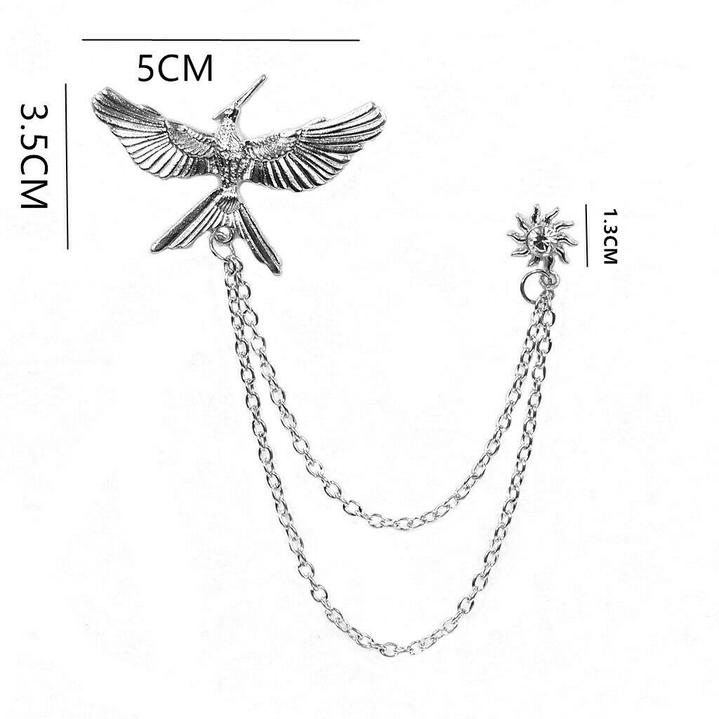 2 Pieces Tassel Chain Brooch Flying Eagle Women Men's Tassel Brooch Corsage