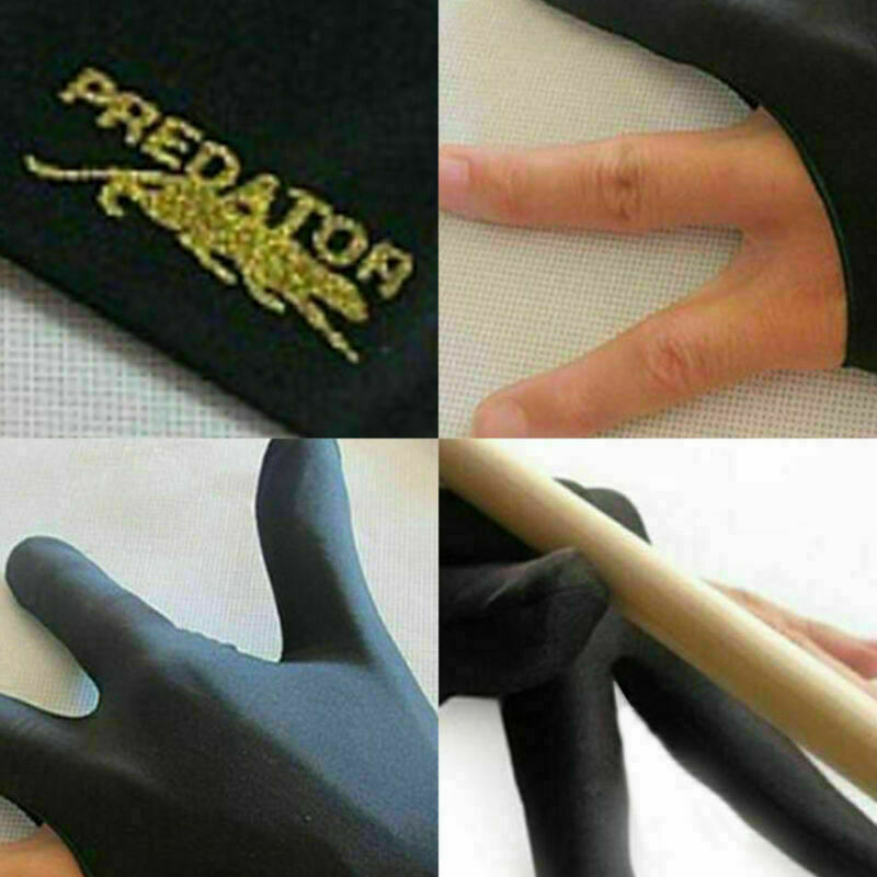 Unisex Men Black Spandex Snooker Billiard Cue Glove Pool Left Hand Three Finger