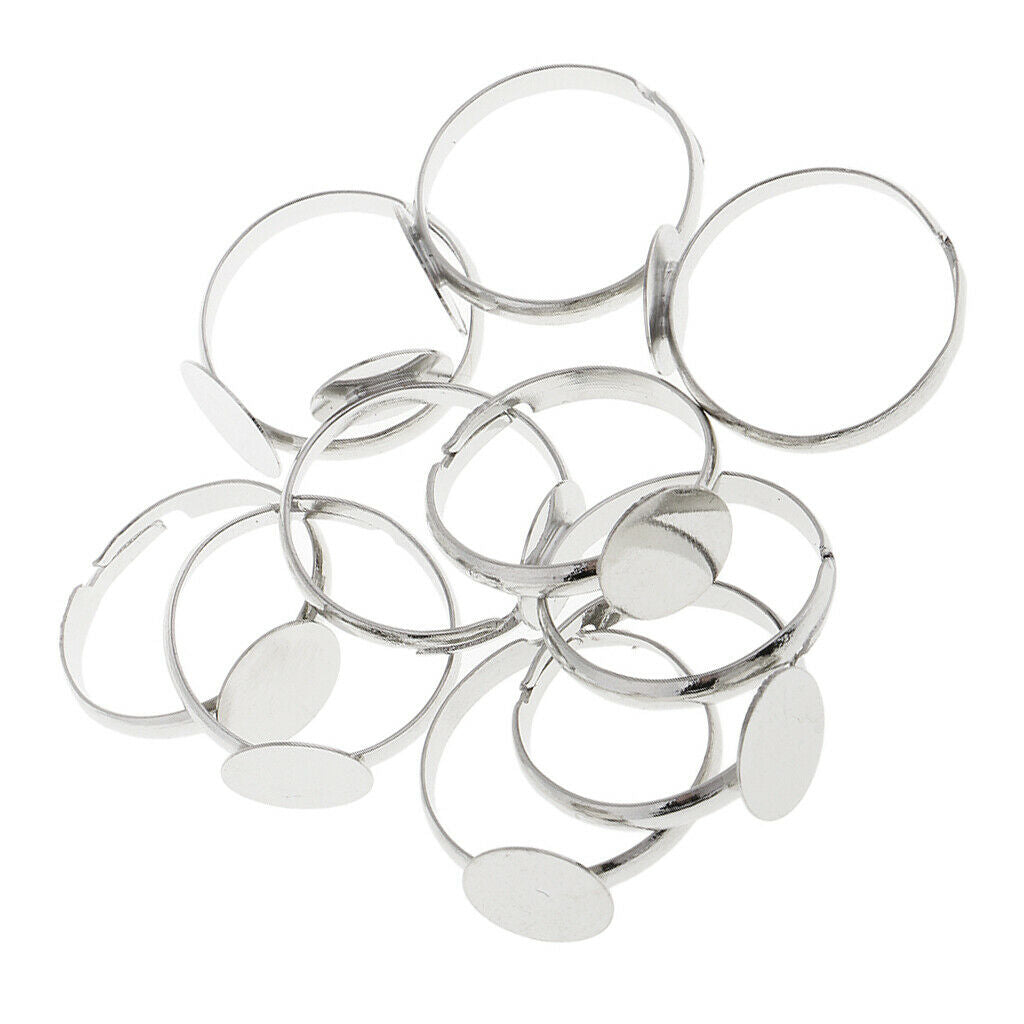 10 Pieces Adjustable Cabochon Ring Findings Base Ring Blanks 10mm