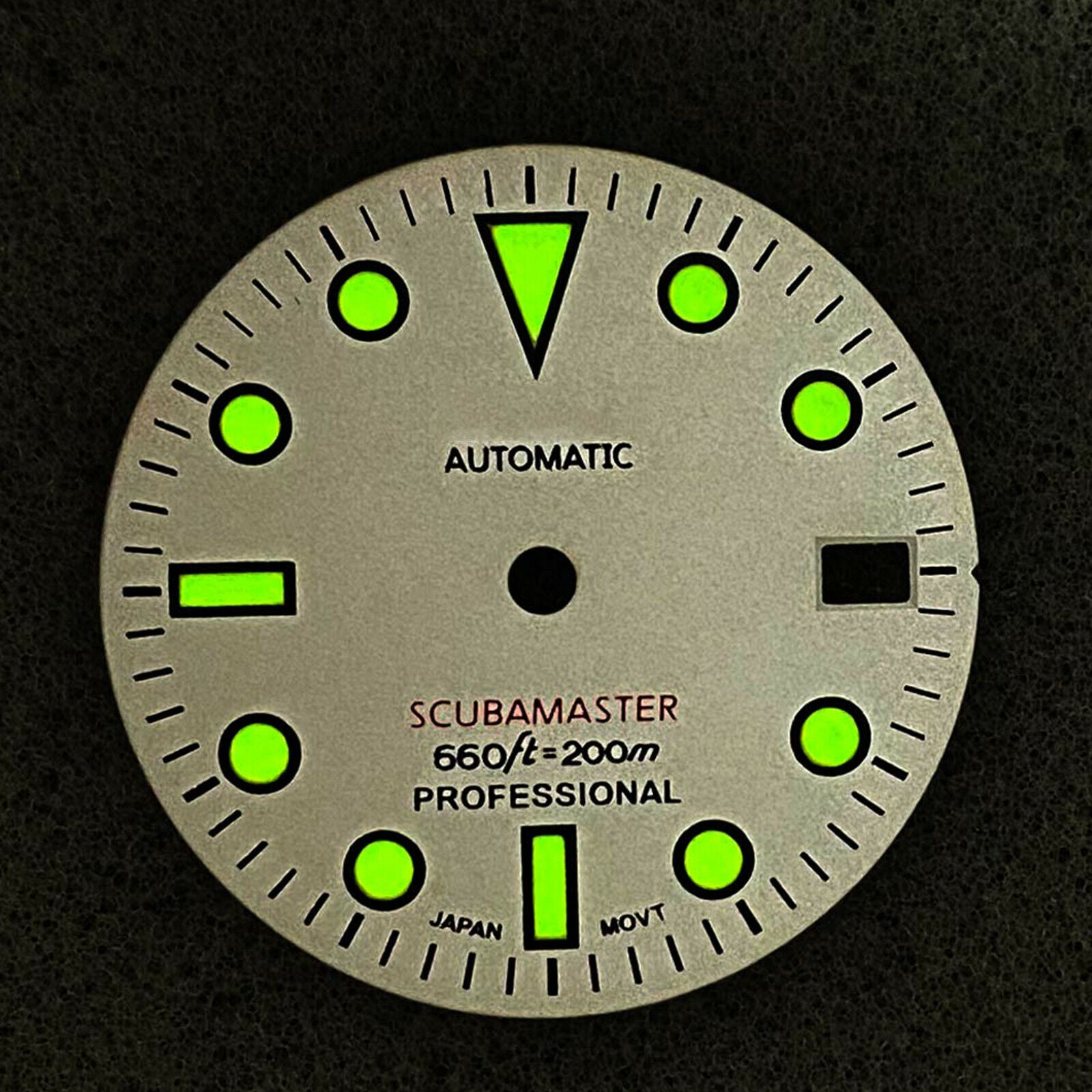 For NH35 SKX007 Watch Movement White Watch Dial Green Luminous Modified Dial