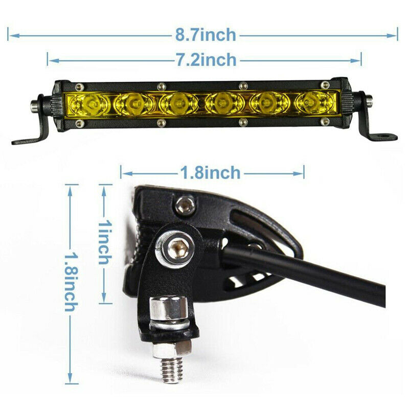 7'' Yellow 6X5W Chip LED Work Fog Light Bar Spot SUV Boat Driving Lamp Offroad