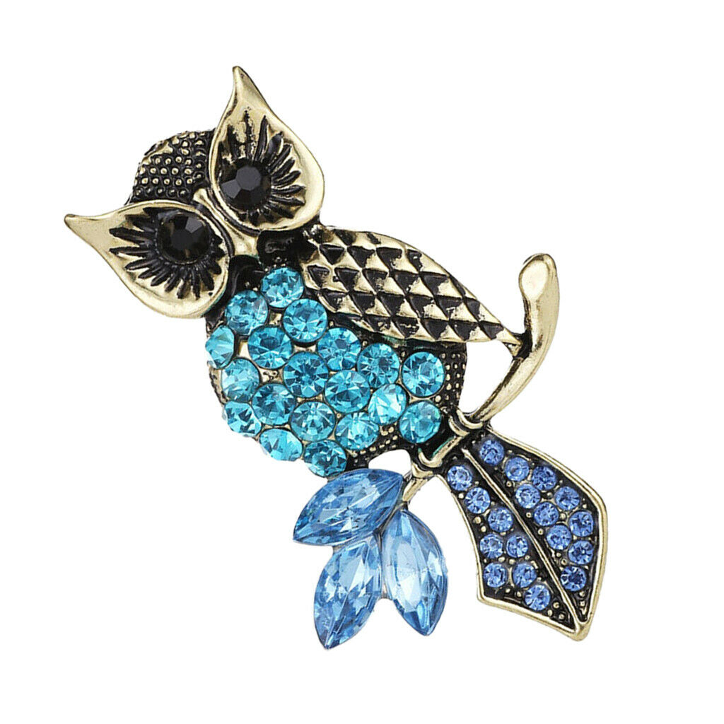 Lovely Owl Brooch Pin Crystal Breastpin Rhinestones Bird Wedding Banquet