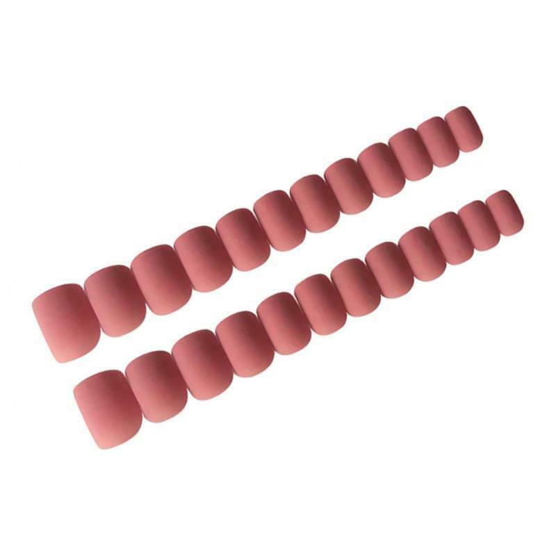 48 Packs UV Gel Artificial Nails Women Square Tips for Wedding Pink+Coffee