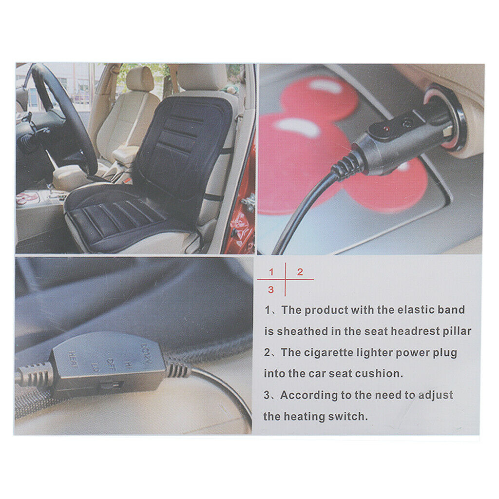 Winter Use Heated Car Camping Seat Chair Cushion Warmer Pad Hot Cover DC 12V