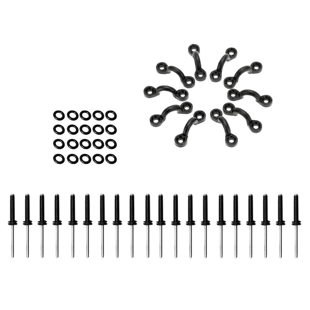 10 Bungee Deck Loops Tie Down Pad Eyes with 20 Rivets & Screw Nuts for Kayak