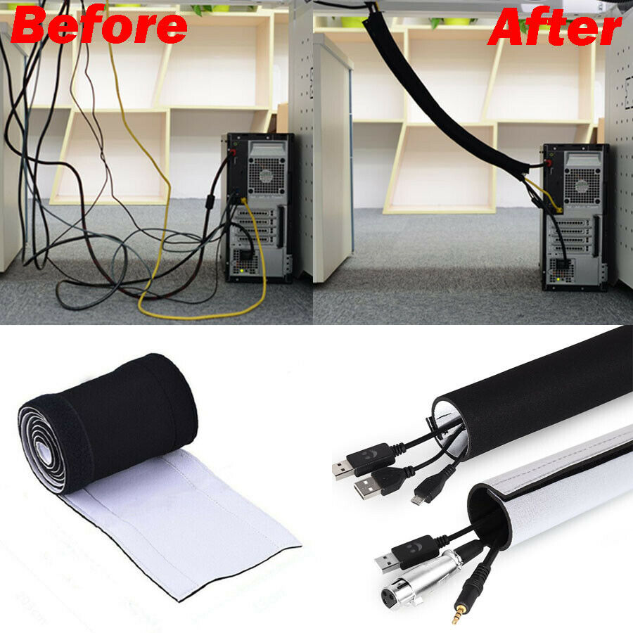 80 inch Cable Management Organizer Tv Cord Cover Raceway Hiding Wire Sleeve