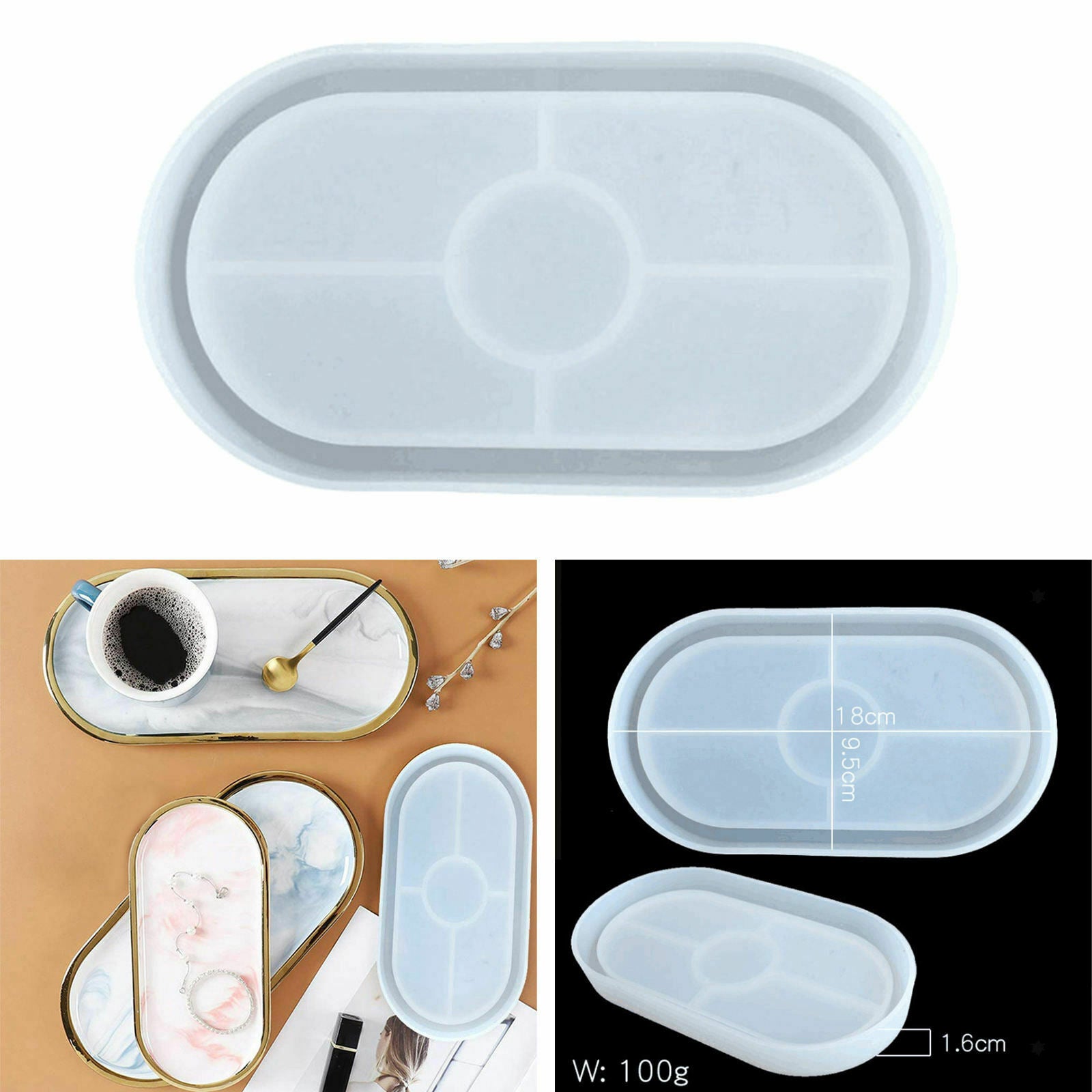 Silicone DIY Makeup Coaster Serving Tray Molds Resins Mould for Soap Dish