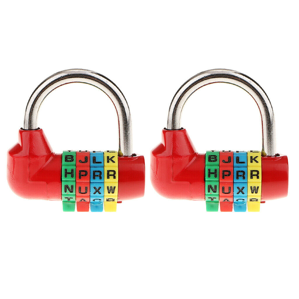 2 Pack 4 Digit Dial Letter Combination Padlock Travel Luggage Suitcase Lock