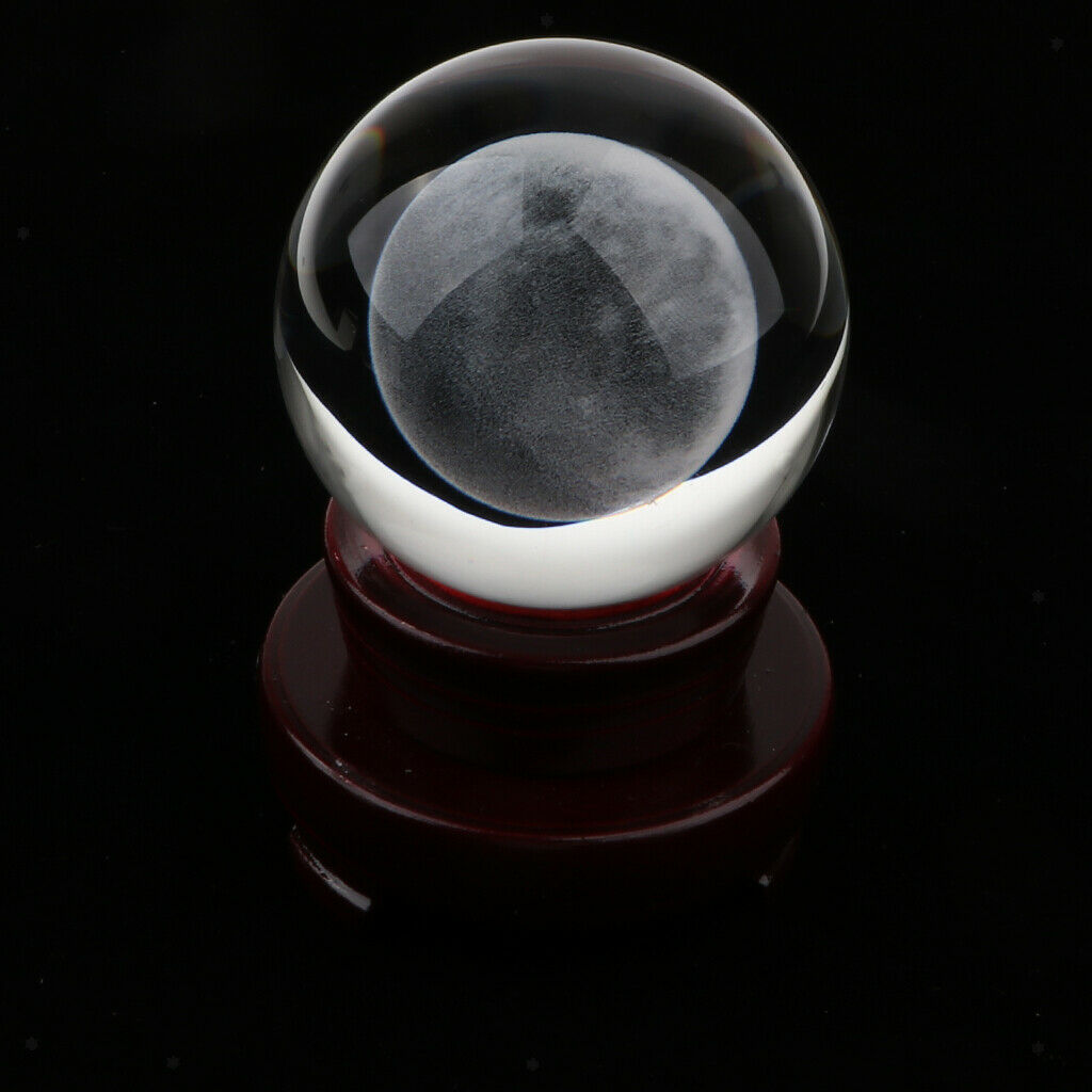 Solar System Crystal Ball Clear Moon Glass Balls 80mm (3.15 inch) for Home