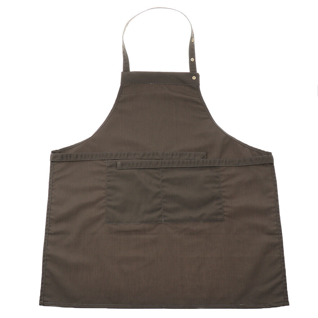 Cotton Bib Apron With Pockets Stylish Cooking Aprons For Women Men Gray