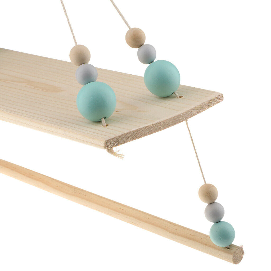 Wall Hanging Wooden Shelves Floating Wall Shelf Home Decor 2 Layers - Green