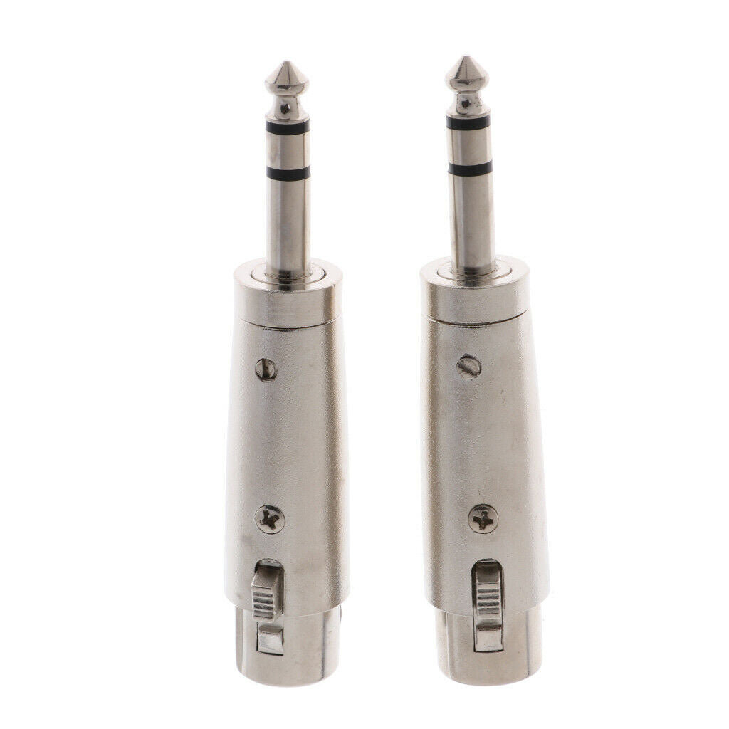 2 Pcs XLR Female to 6.35mm Stereo Sound Male Plug Audio Converter Adapter