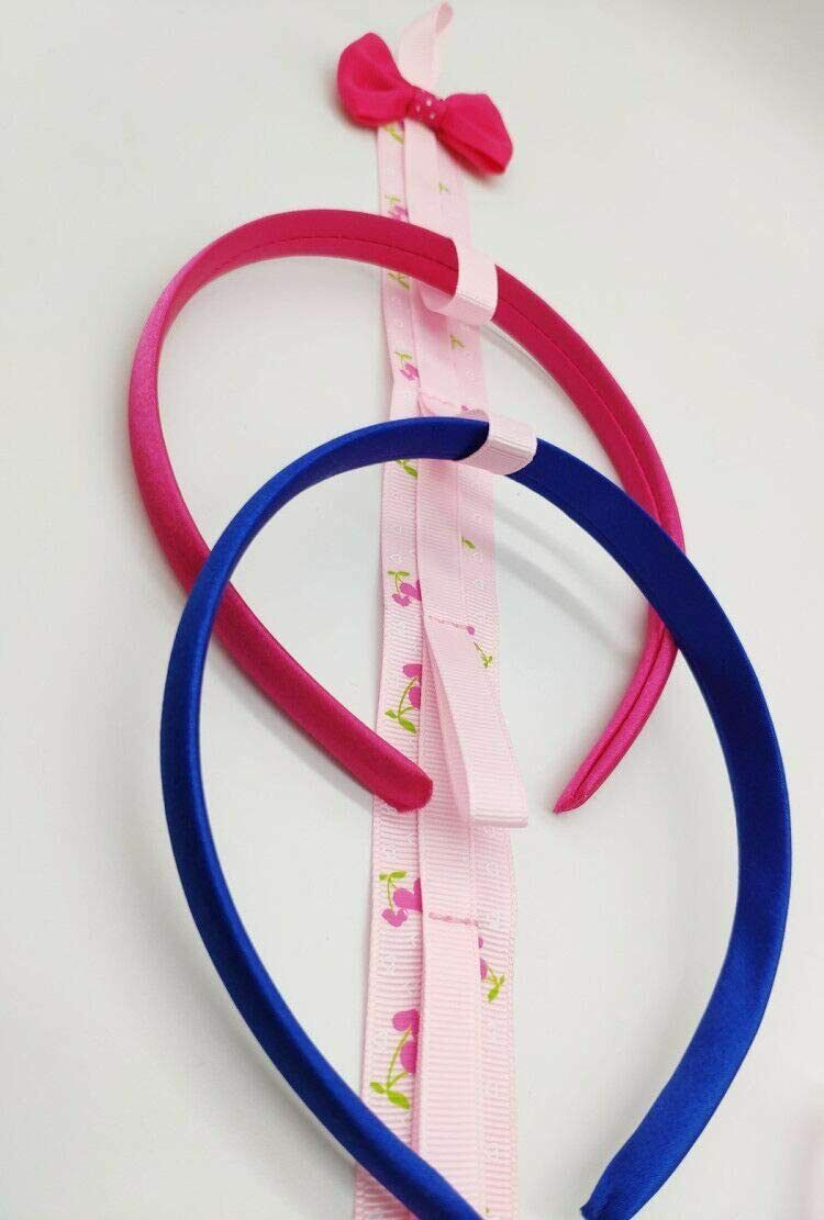 32" Lace Flowers Long Ribbon Headband Hair Clip Hair Bow Holder Storage 3PCS