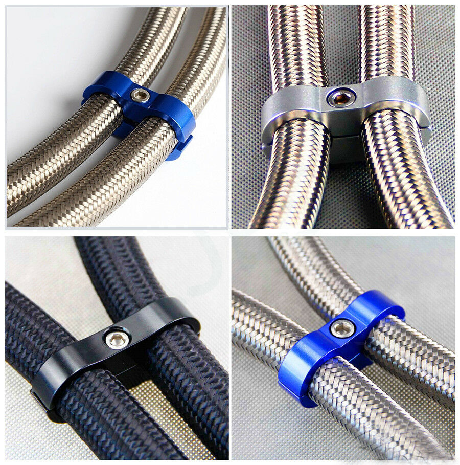 8x AN-10 Braided Internal Hose Separator Clamp Fitting Adapter Bracket 19mm I.D