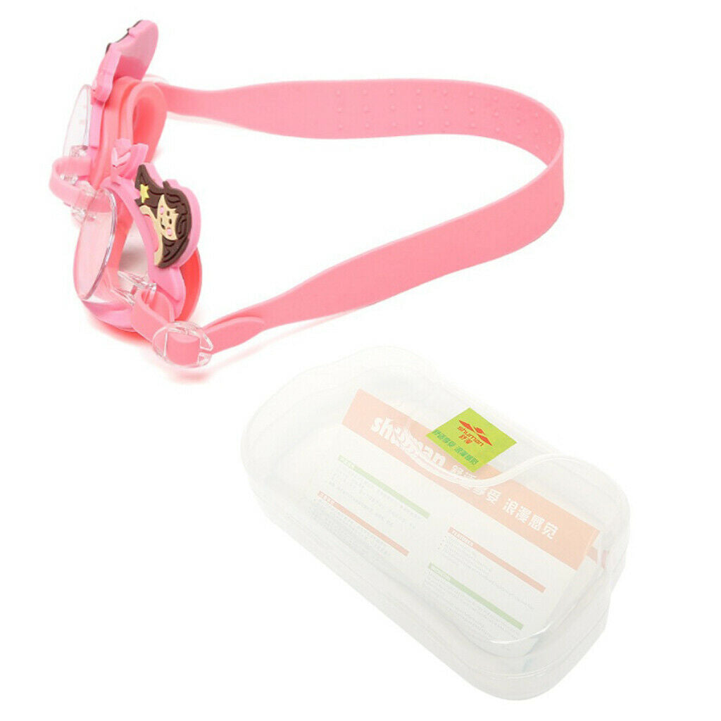 Kids Swimming Goggles Anti-Fog Adjustable Silicone Eyewear Pink Swan