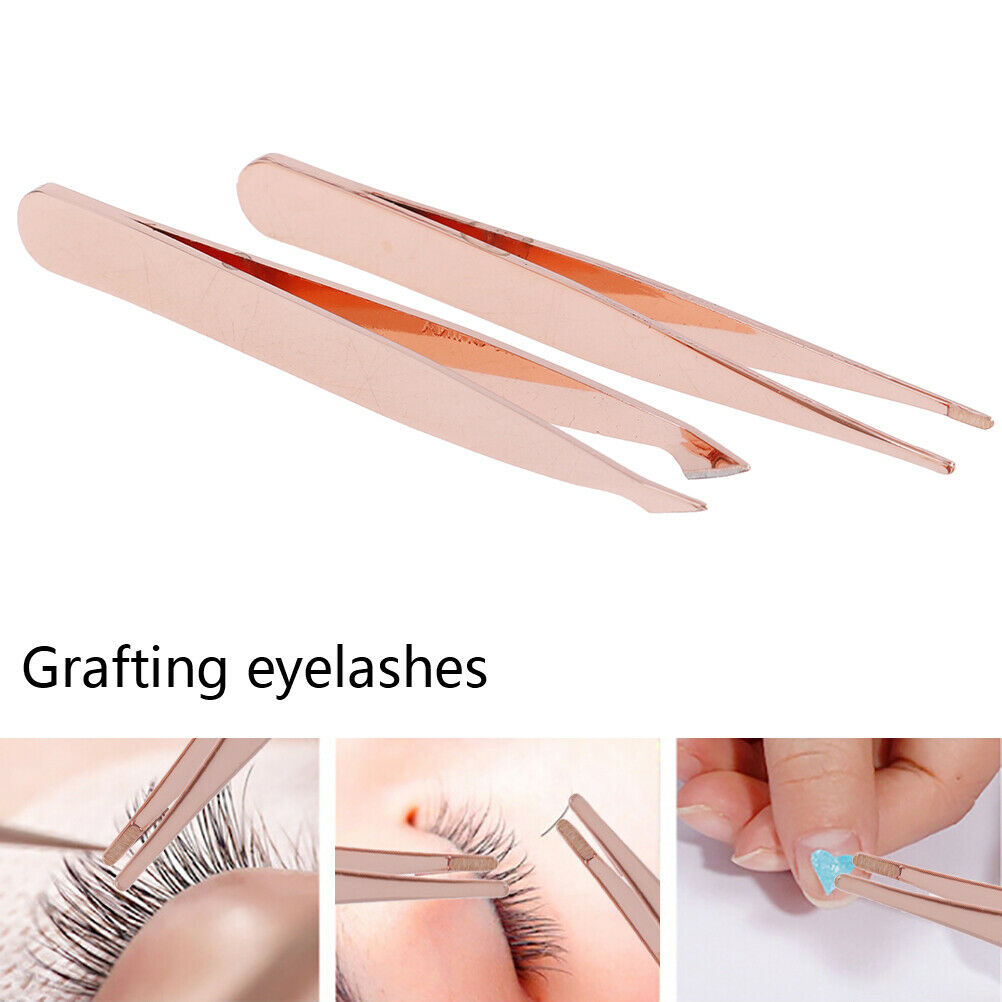 2Pcs/Set Slanted Eyebrow Tweezers Eye Lashes Tweezer Nippers Face Hair Re.l8