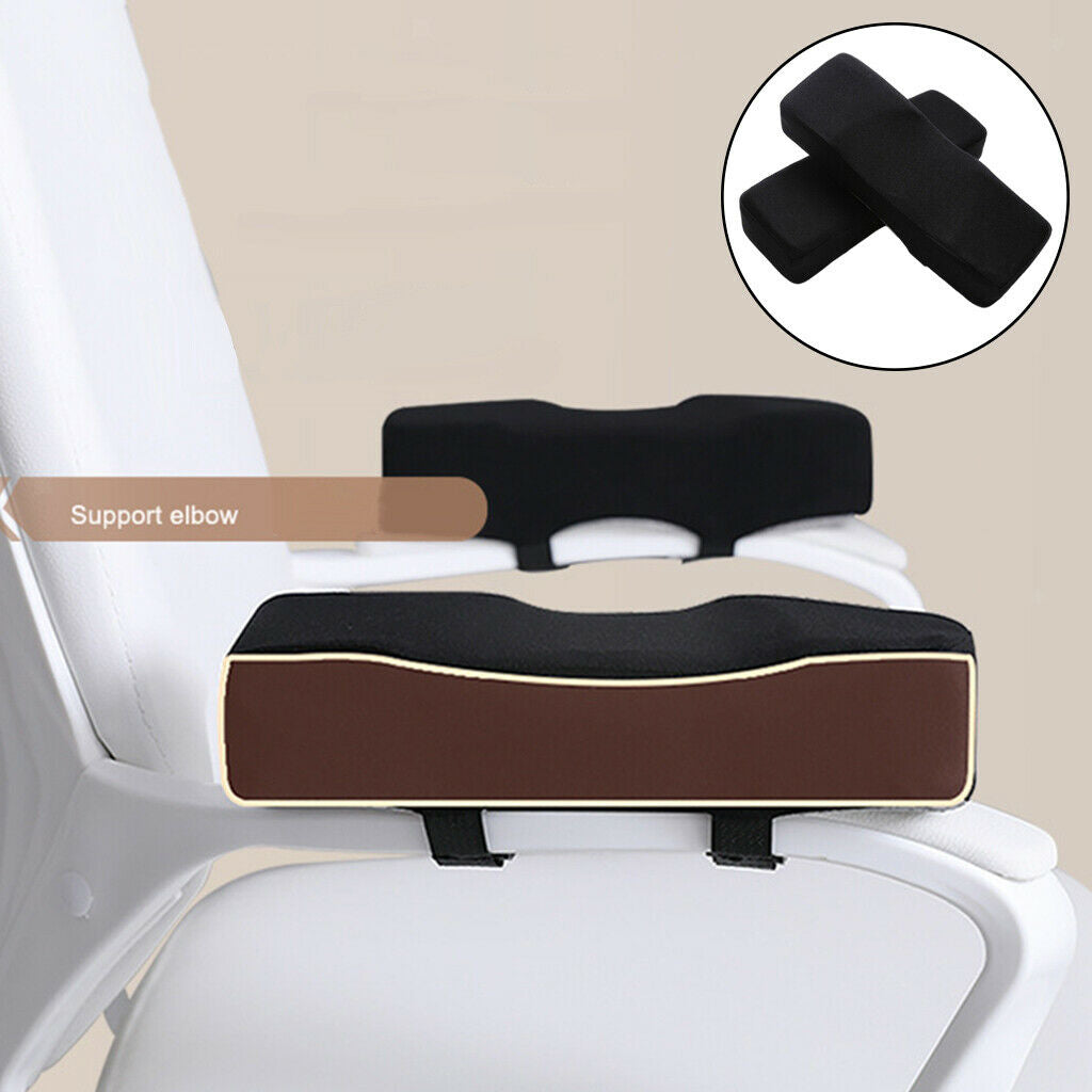 Black Comfy Office Chair Armrest Pads Soft Groove Design Anti-Slip Bottom