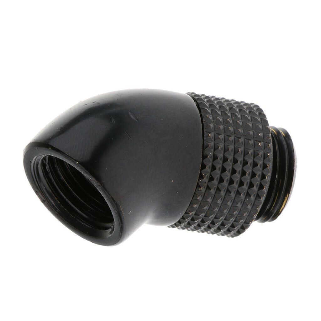G1/4 Screw Thread 45° Elbow Rotatable Metal Adapter Connector Black